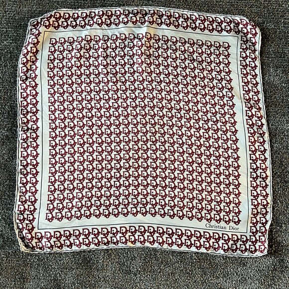 Vintage Christian Dior Silk Monogram Pocket Square Handkerchief - Picture 2 of 15